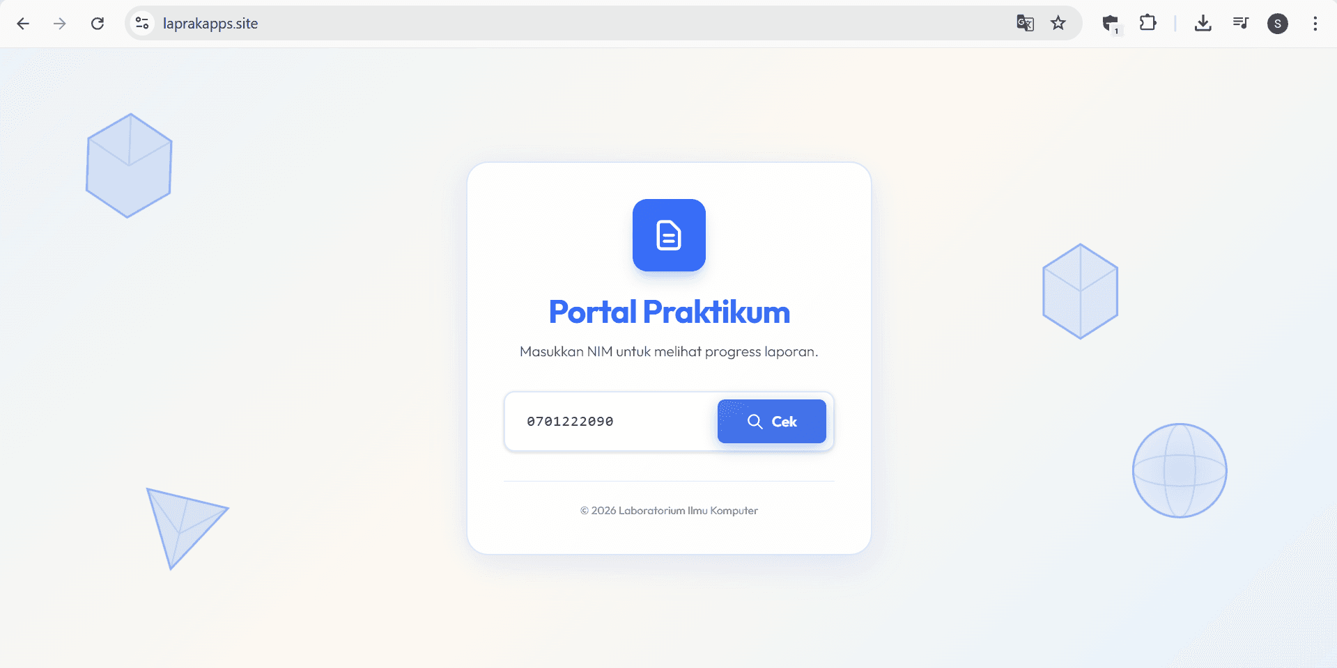 Tampilan website Laprak