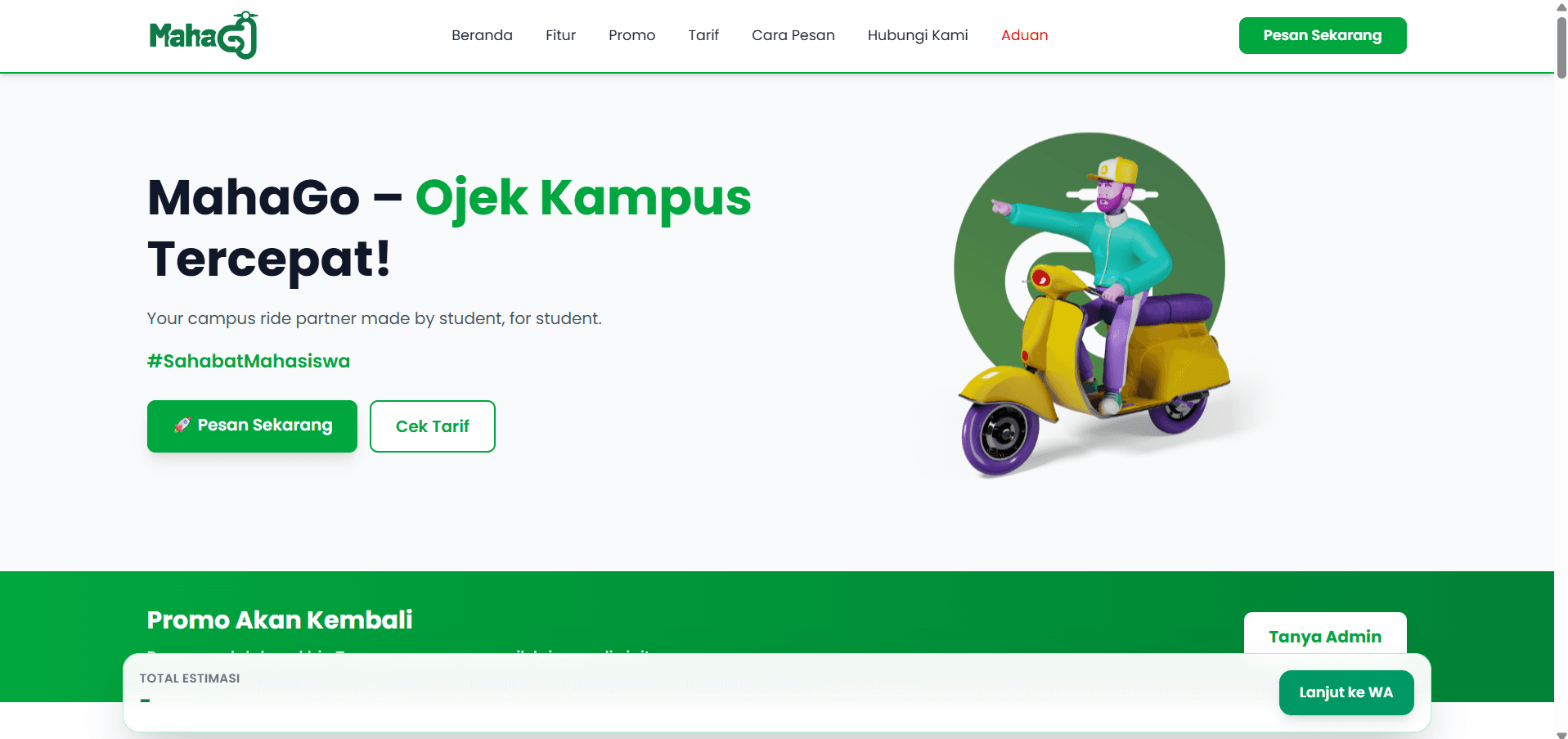 Tampilan website Mahago