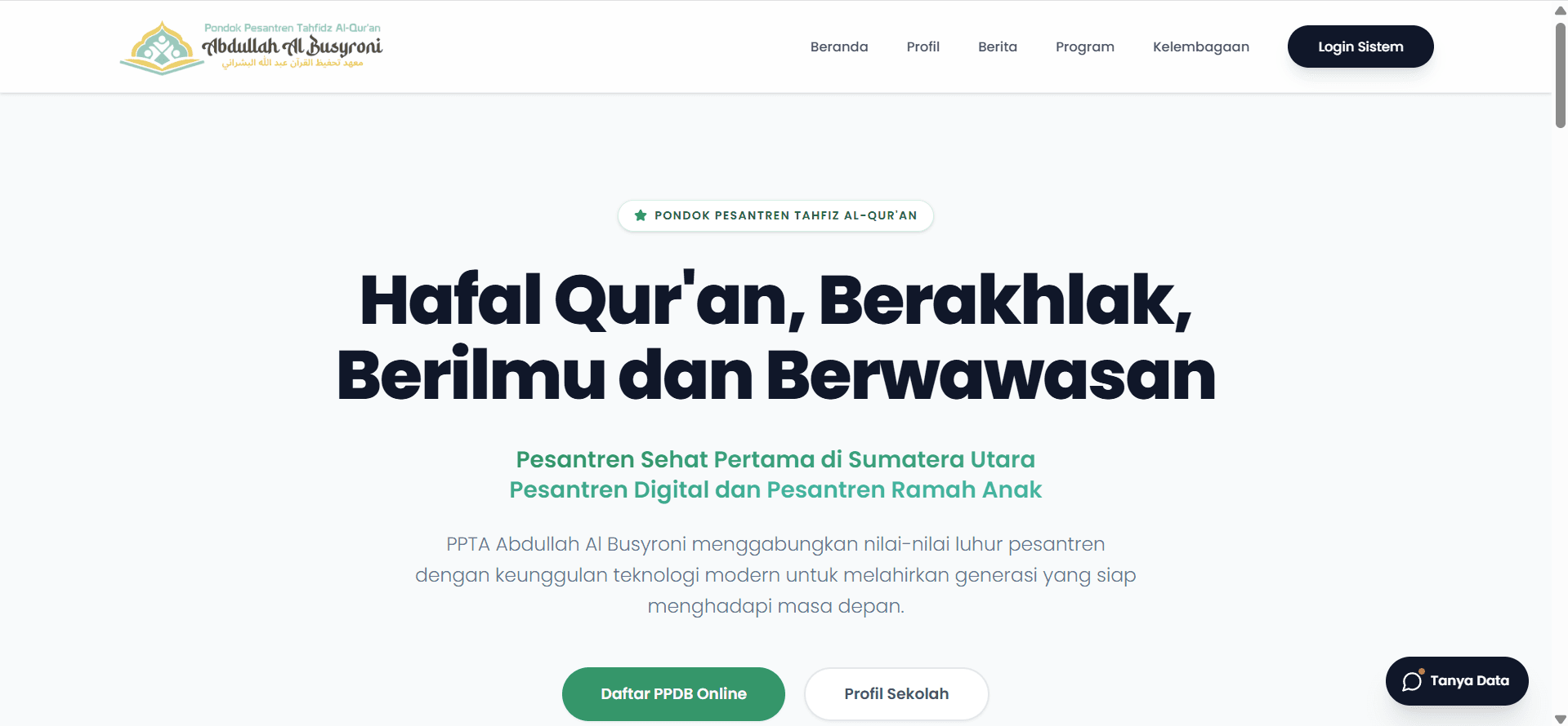 Tampilan website MTs PPTA