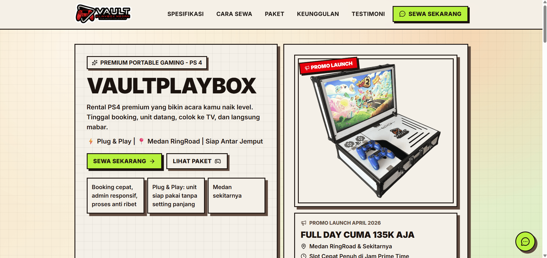 Tampilan website Vault Playbox